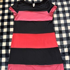 Signature by Sangria, Black, and Orange Mini Dress